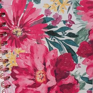 Floral Spiral Notebook with Pink and Green Design